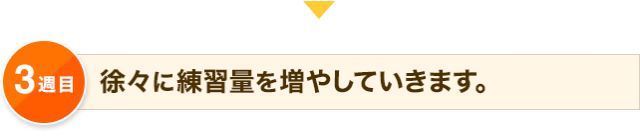 3週目 徐々に練習量を増やしていきます。