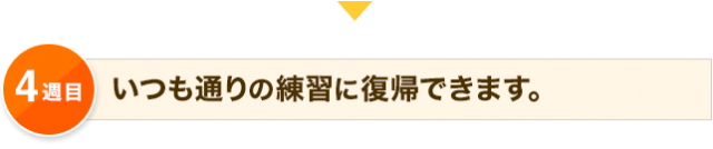 4週目 いつも通りの練習に復帰できます。